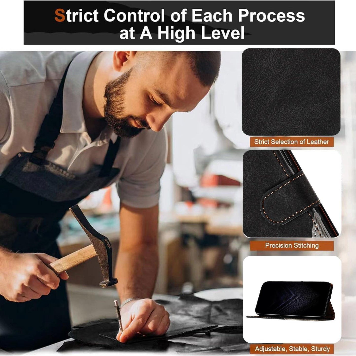 For Redmi K90 ProMax / Poco F8 Ultra 5G Color Matching Buckle Clasp Vegan Leather Phone Case(Black)