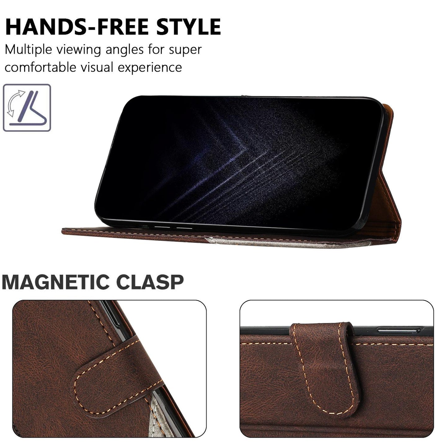 For Redmi K90 ProMax / Poco F8 Ultra 5G Color Matching Buckle Clasp Vegan Leather Phone Case(Brown)
