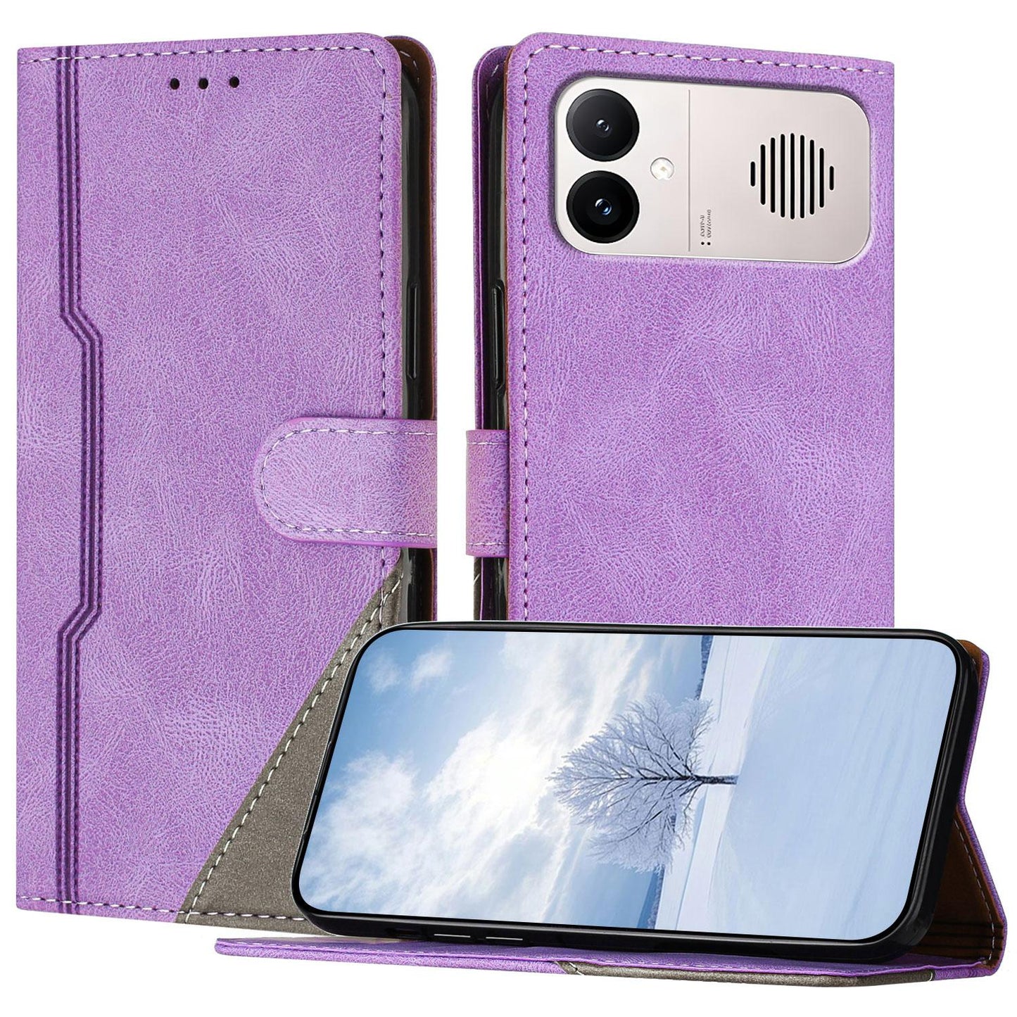 For Redmi K90 ProMax / Poco F8 Ultra 5G Color Matching Buckle Clasp Vegan Leather Phone Case(Purple)