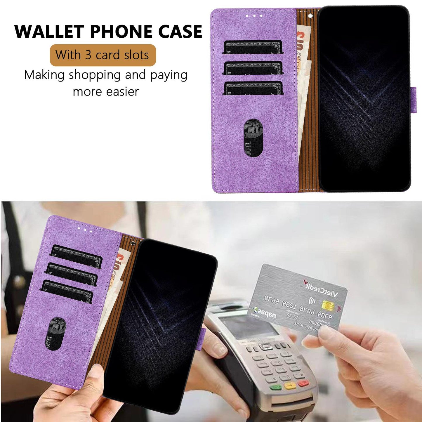 For Redmi K90 ProMax / Poco F8 Ultra 5G Color Matching Buckle Clasp Vegan Leather Phone Case(Purple)