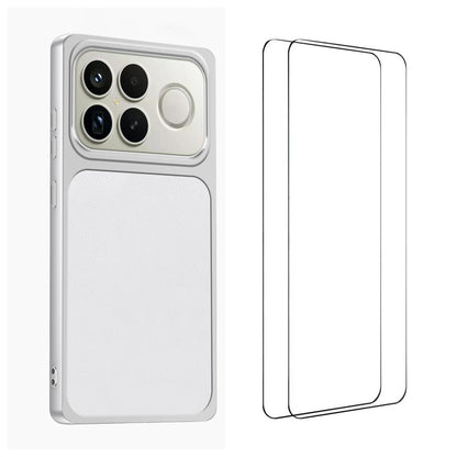 For Redmi K90 Pro Max / Poco F8 Ultra WANLONFENG Lambskin Texture PC TPU Phone Case with 2pcs Screen Films(White)