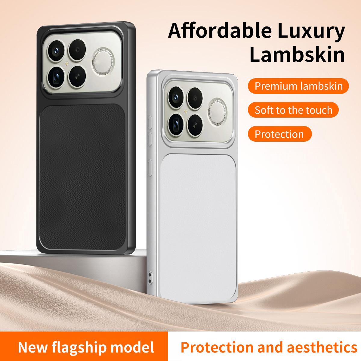 For Redmi K90 Pro Max / Poco F8 Ultra WANLONFENG Lambskin Texture PC TPU Phone Case with 2pcs Screen Films(White)