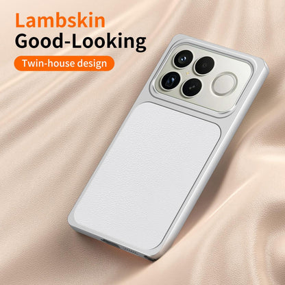 For Redmi K90 Pro Max / Poco F8 Ultra WANLONFENG Lambskin Texture PC TPU Phone Case with 2pcs Screen Films(White)