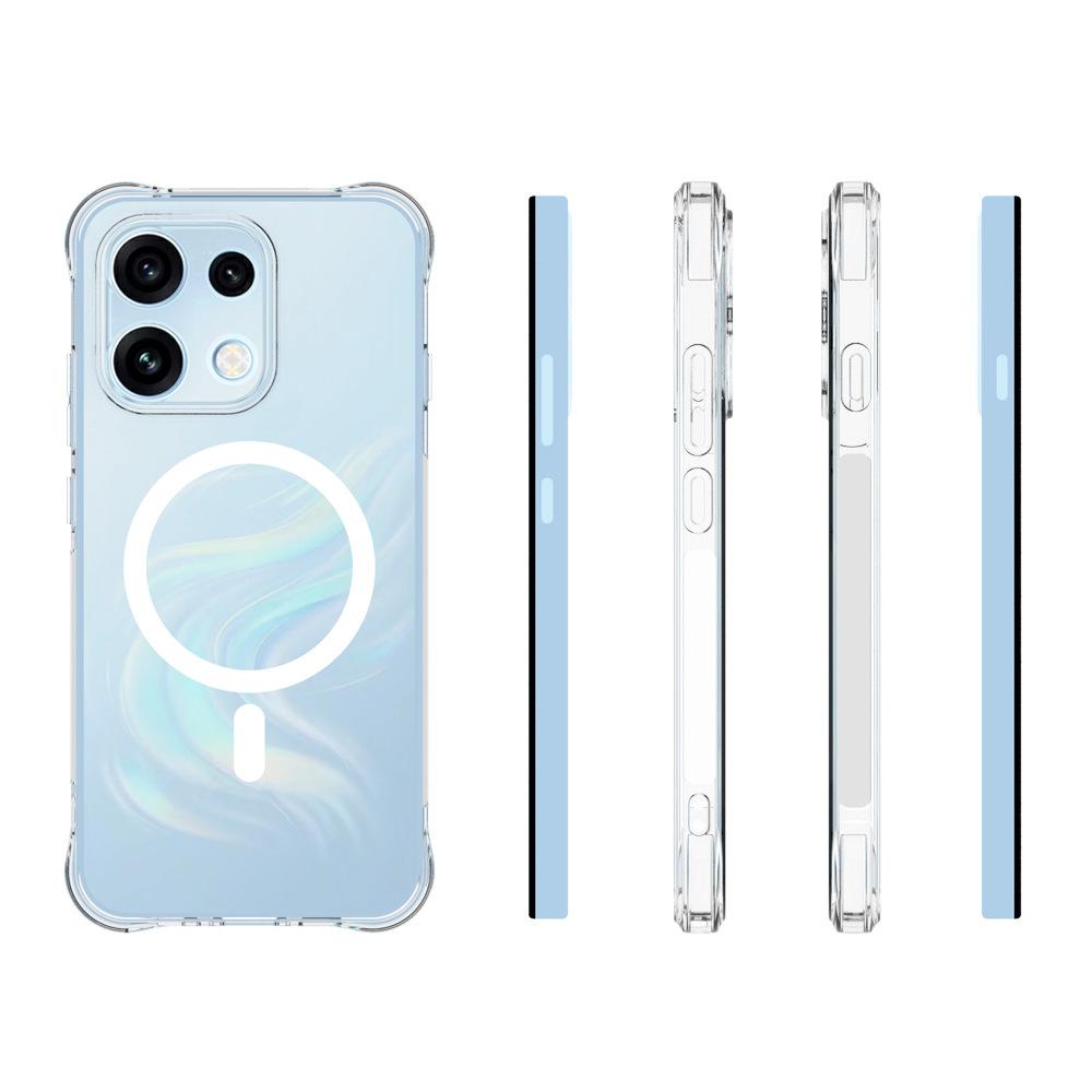 For OPPO Reno16 F 5G WANLONFENG Transparent Magnetic Four-Corner Shockproof TPU Phone Case with Screen Film - Transparent - EDA009571704A