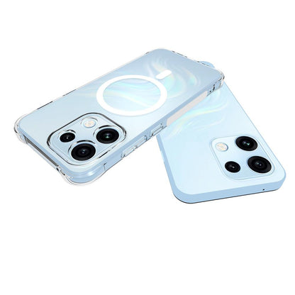 For OPPO Reno16 F 5G WANLONFENG Transparent Magnetic Four-Corner Shockproof TPU Phone Case with Screen Film - Transparent - EDA009571704A