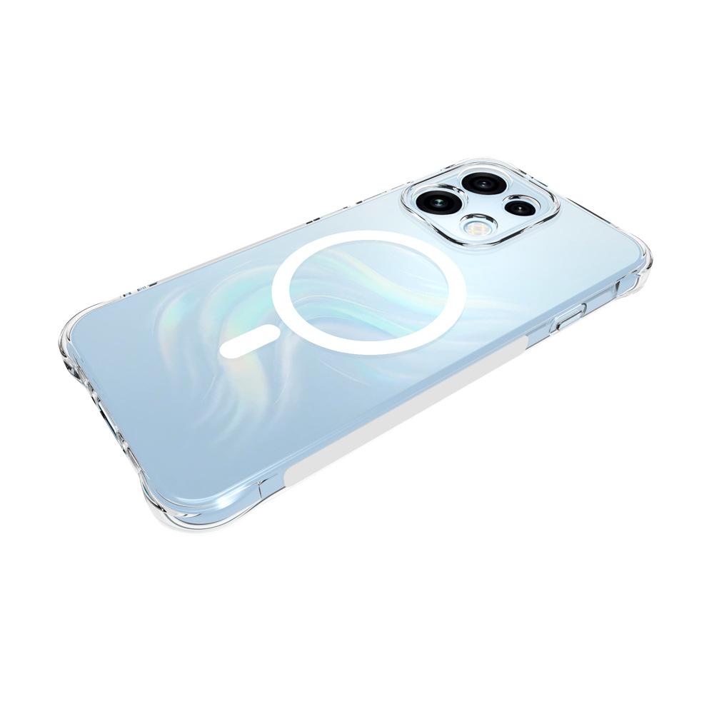 For OPPO Reno16 F 5G WANLONFENG Transparent Magnetic Four-Corner Shockproof TPU Phone Case with Screen Film - Transparent - EDA009571704A