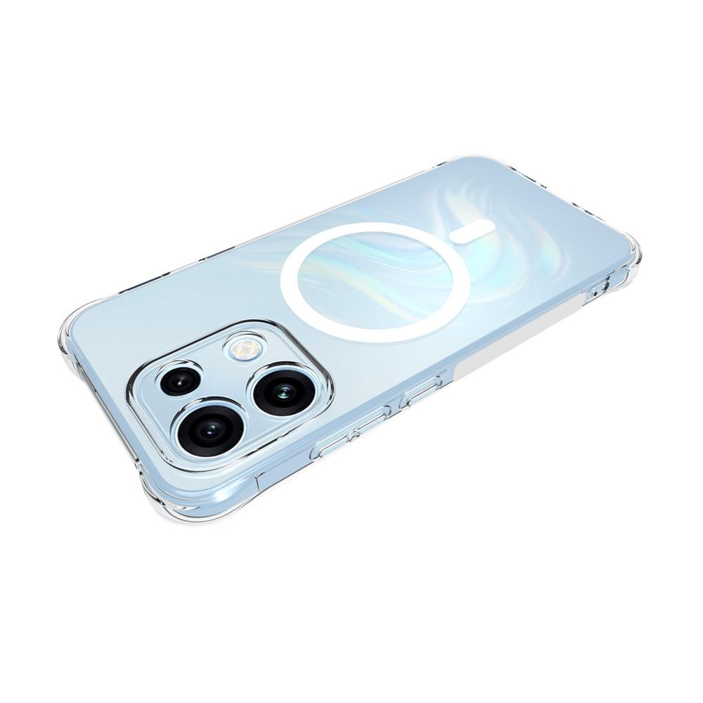 For OPPO Reno16 F 5G WANLONFENG Transparent Magnetic Four-Corner Shockproof TPU Phone Case with Screen Film - Transparent - EDA009571704A