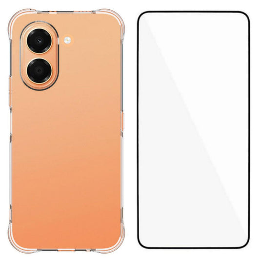 For Honor X7e 4G WANLONFENG Transparent Four-Corner Shockproof TPU Phone Case with Screen Film - Transparent - EDA009574214A