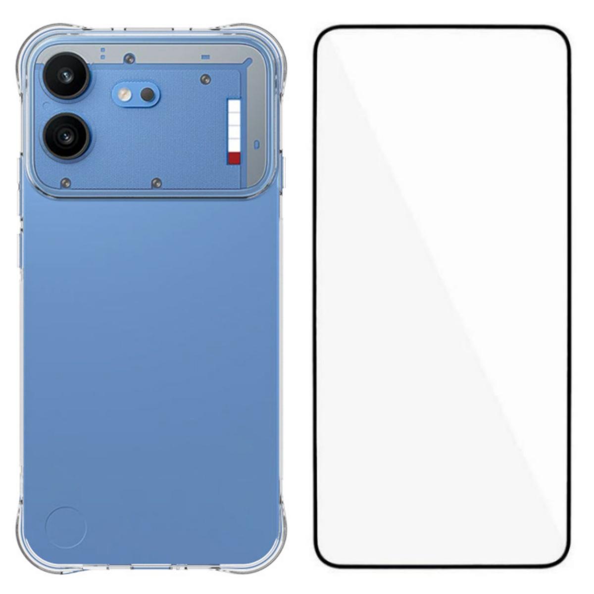 For Nothing Phone 4b WANLONFENG Transparent Four-Corner Shockproof TPU Phone Case with Screen Film(Transparent)