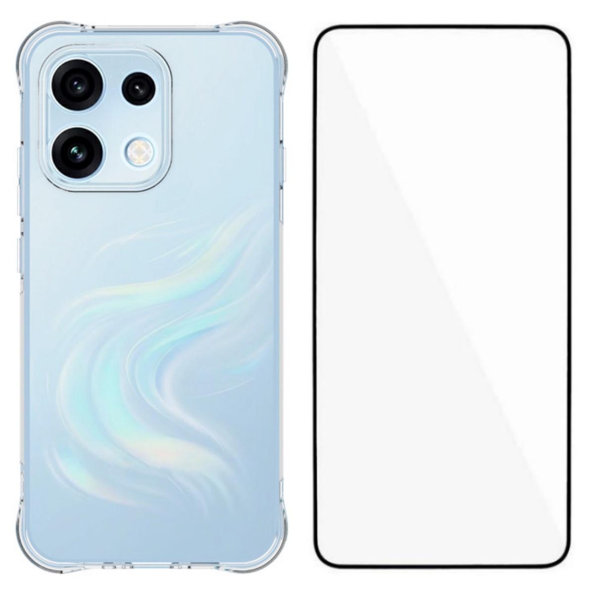 For OPPO Reno16 F / Reno16 FS 5G WANLONFENG Transparent Four-Corner Shockproof TPU Phone Case with Screen Film - Transparent - EDA009574712A
