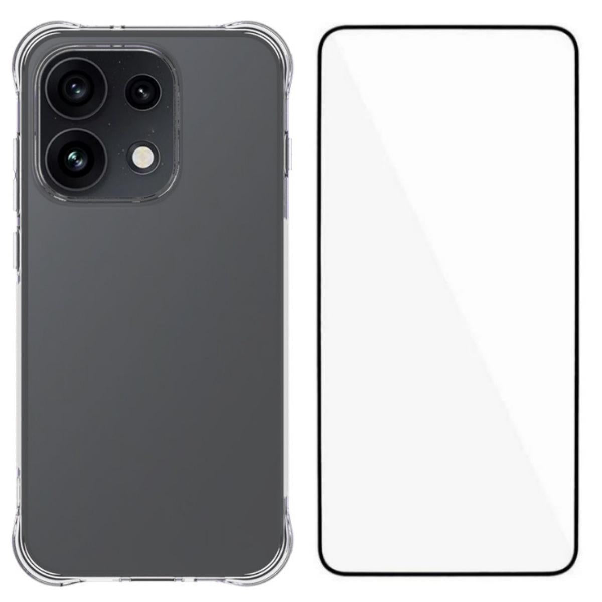 For OPPO Reno16 / Reno16 Pro 5G Global WANLONFENG Transparent Four-Corner Shockproof TPU Phone Case with Screen Film - Transparent - EDA009574713A