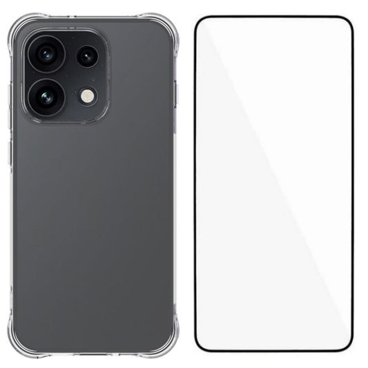 For OPPO Reno16 / Reno16 Pro 5G Global WANLONFENG Transparent Four-Corner Shockproof TPU Phone Case with Screen Film - Transparent - EDA009574713A