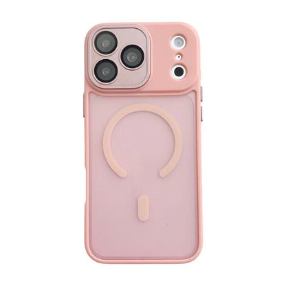 For iPhone 18 Pro Max WANLONFENG Skin-feel Magnetic PC Hybrid TPU Phone Case with Screen Protector - Pink - EDA009576418A