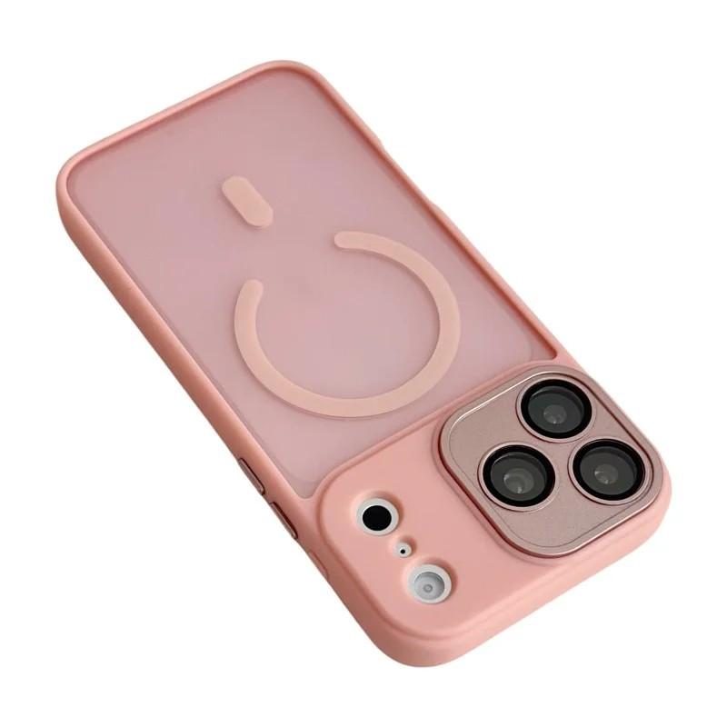 For iPhone 18 Pro Max WANLONFENG Skin-feel Magnetic PC Hybrid TPU Phone Case with Screen Protector - Pink - EDA009576418A