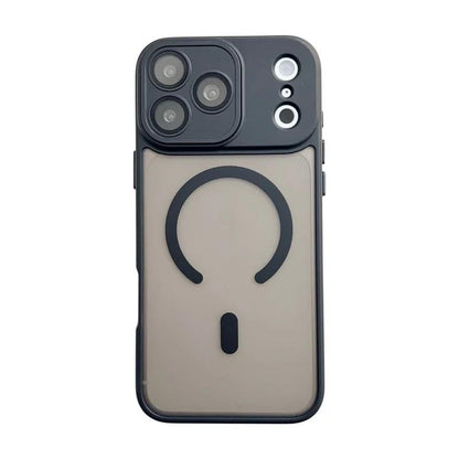 For iPhone 18 Pro Max WANLONFENG Skin-feel Magnetic PC Hybrid TPU Phone Case with Screen Protector - Black - EDA009576418B