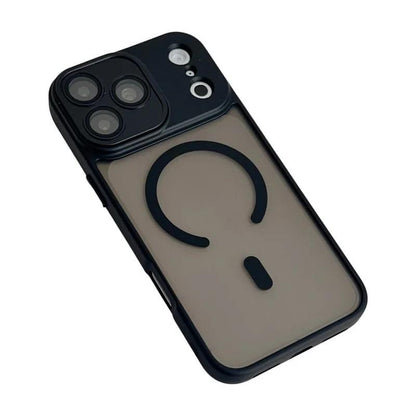 For iPhone 18 Pro Max WANLONFENG Skin-feel Magnetic PC Hybrid TPU Phone Case with Screen Protector - Black - EDA009576418B