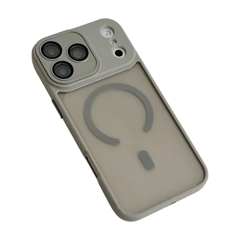 For iPhone 18 Pro Max WANLONFENG Skin-feel Magnetic PC Hybrid TPU Phone Case with Screen Protector - Grey - EDA009576418C