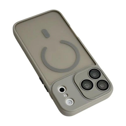 For iPhone 18 Pro Max WANLONFENG Skin-feel Magnetic PC Hybrid TPU Phone Case with Screen Protector - Grey - EDA009576418C