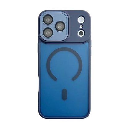 For iPhone 18 Pro Max WANLONFENG Skin-feel Magnetic PC Hybrid TPU Phone Case with Screen Protector - Blue - EDA009576418D
