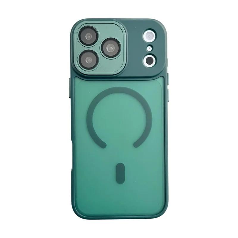For iPhone 18 Pro Max WANLONFENG Skin-feel Magnetic PC Hybrid TPU Phone Case with Screen Protector - Green - EDA009576418E