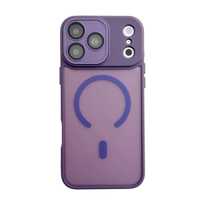 For iPhone 18 Pro Max WANLONFENG Skin-feel Magnetic PC Hybrid TPU Phone Case with Screen Protector - Purple - EDA009576418F