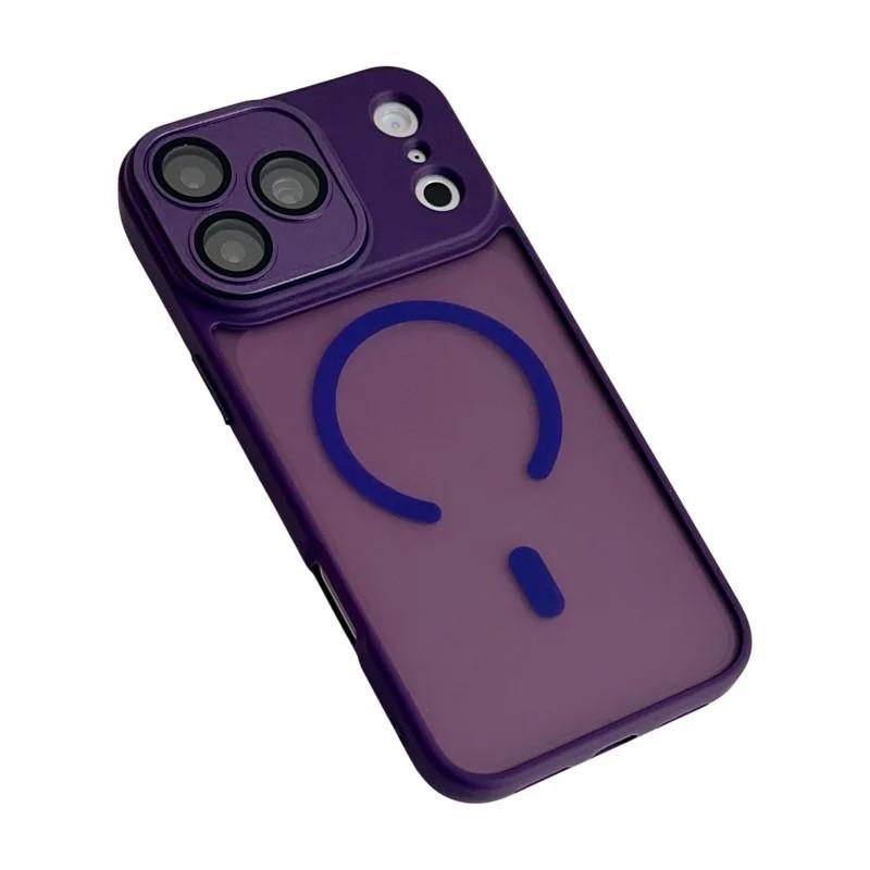 For iPhone 18 Pro Max WANLONFENG Skin-feel Magnetic PC Hybrid TPU Phone Case with Screen Protector - Purple - EDA009576418F