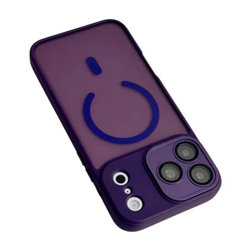 For iPhone 18 Pro Max WANLONFENG Skin-feel Magnetic PC Hybrid TPU Phone Case with Screen Protector - Purple - EDA009576418F