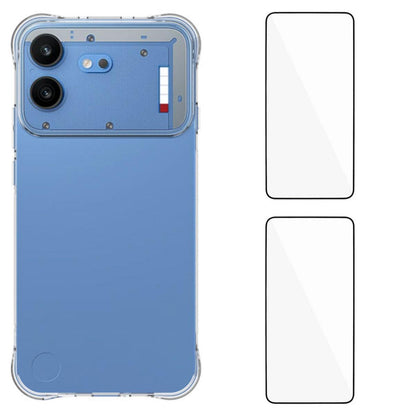 For Nothing Phone 4b WANLONFENG Transparent Four-Corner Shockproof TPU Phone Case with 2pcs Screen Films(Transparent)