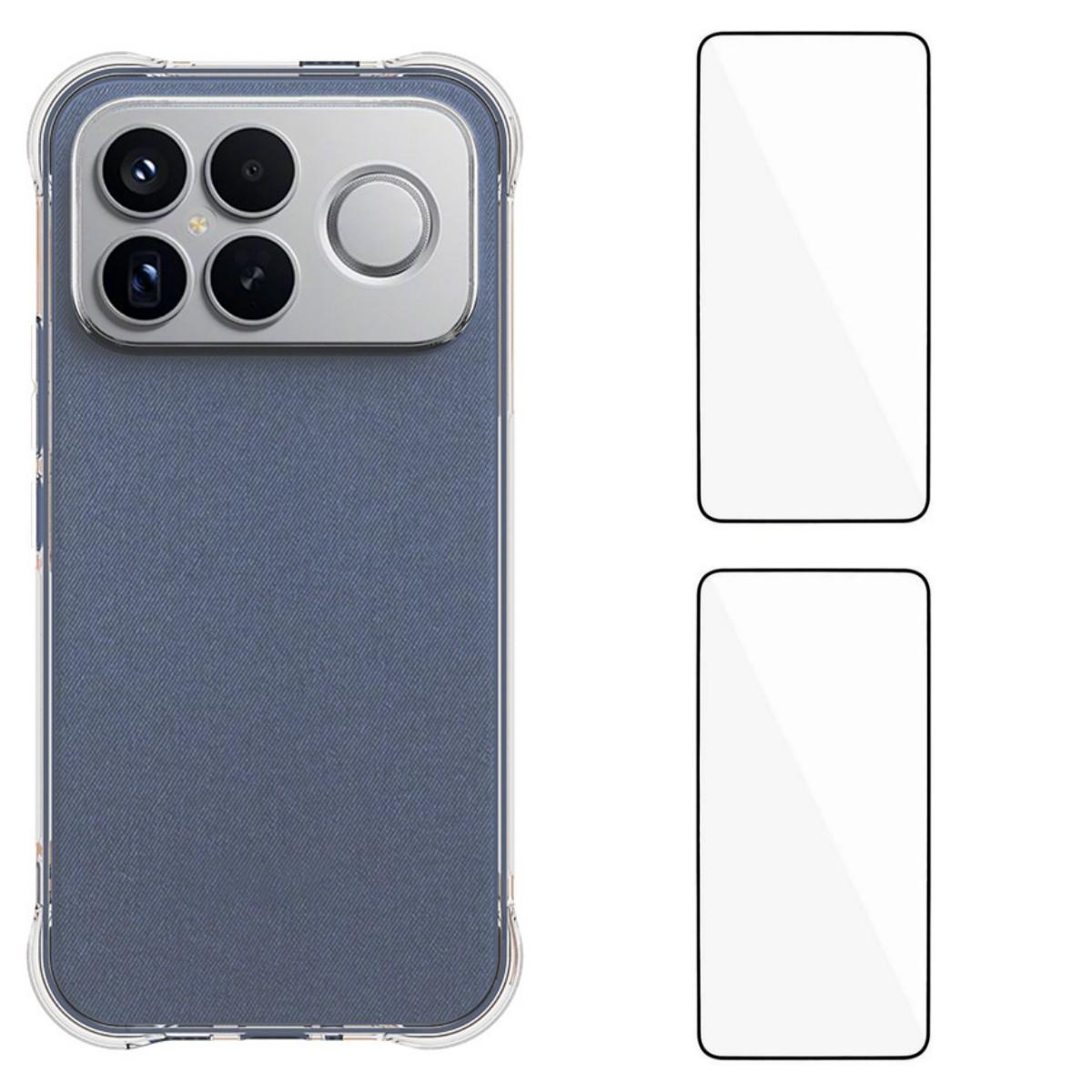 For Redmi K90 Pro Max / Poco F8 Ultra 5G WANLONFENG Transparent Four-Corner Shockproof TPU Phone Case with 2pcs Screen Films(Transparent)