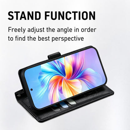 For Xiaomi Poco F8 Ultra / Redmi K90 Pro Max Totem Embossed Magnetic Closure Vegan Leather Phone Case with Strap(Black)