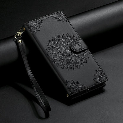 For Xiaomi Poco F8 Ultra / Redmi K90 Pro Max Totem Embossed Magnetic Closure Vegan Leather Phone Case with Strap(Black)