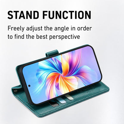 For Xiaomi Poco F8 Ultra / Redmi K90 Pro Max Totem Embossed Magnetic Closure Vegan Leather Phone Case with Strap(Deep Green)