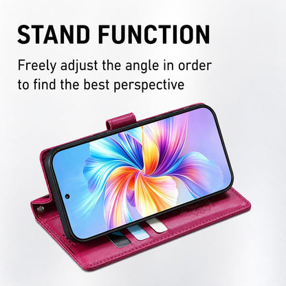 For Xiaomi Poco F8 Ultra / Redmi K90 Pro Max Totem Embossed Magnetic Closure Vegan Leather Phone Case with Strap(Rose Red)