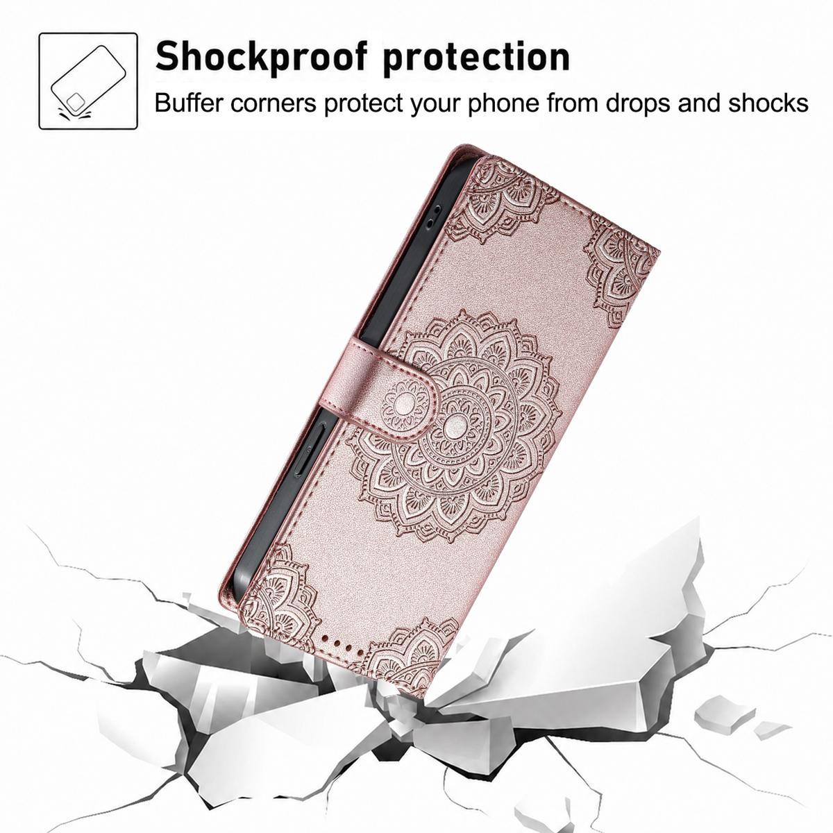 For Xiaomi Poco F8 Ultra / Redmi K90 Pro Max Totem Embossed Magnetic Closure Vegan Leather Phone Case with Strap(Pink)