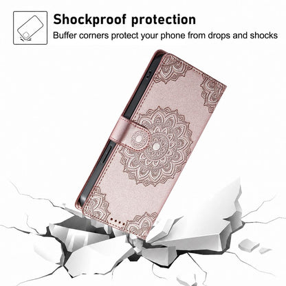 For Xiaomi Poco F8 Ultra / Redmi K90 Pro Max Totem Embossed Magnetic Closure Vegan Leather Phone Case with Strap(Pink)