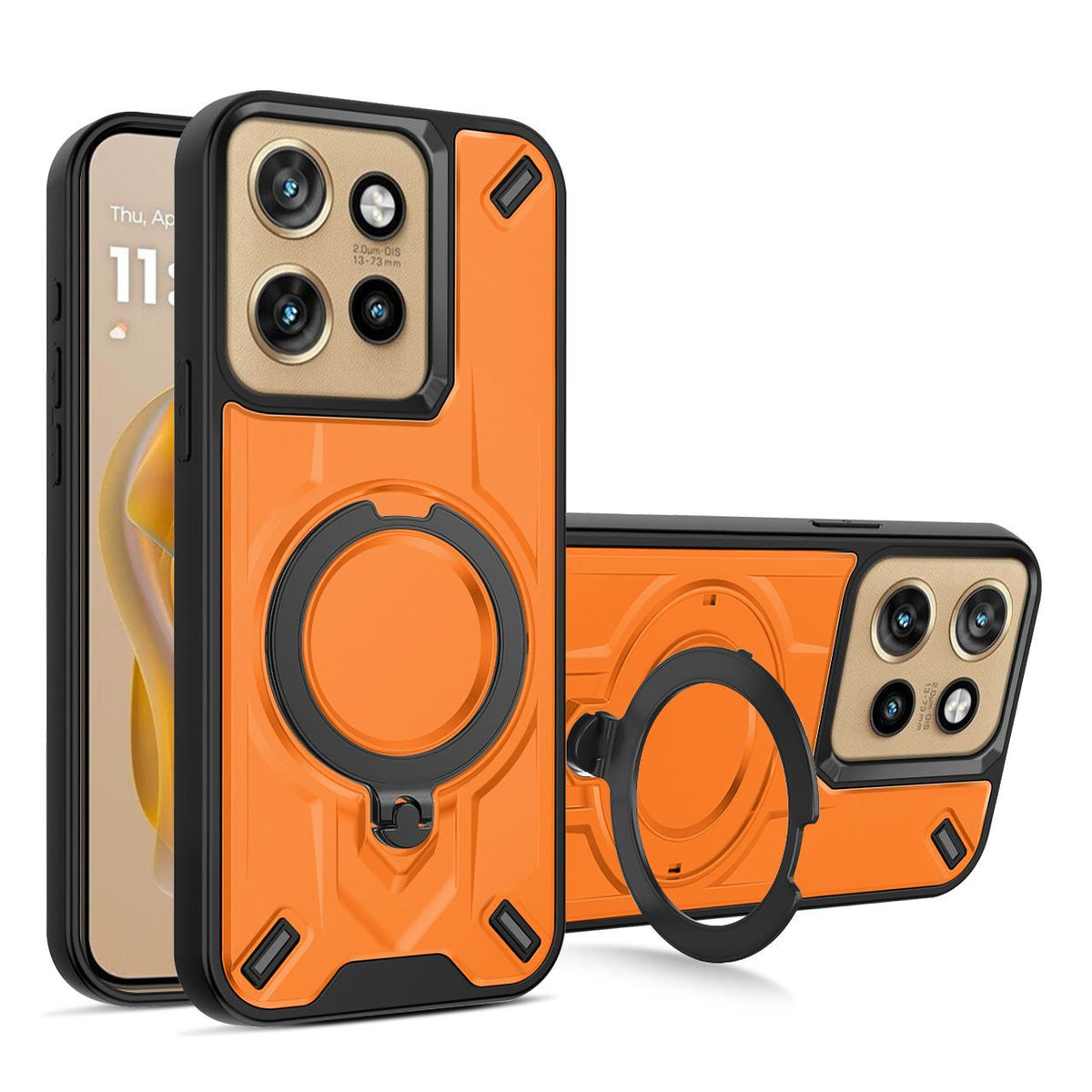 For Motorola Edge 50 Neo Dijia Rotating Bracket Magnetic Phone Case - Orange - EDA009613702A