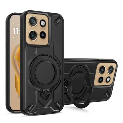 For Motorola Edge 50 Neo Dijia Rotating Bracket Magnetic Phone Case - Black - EDA009613702B