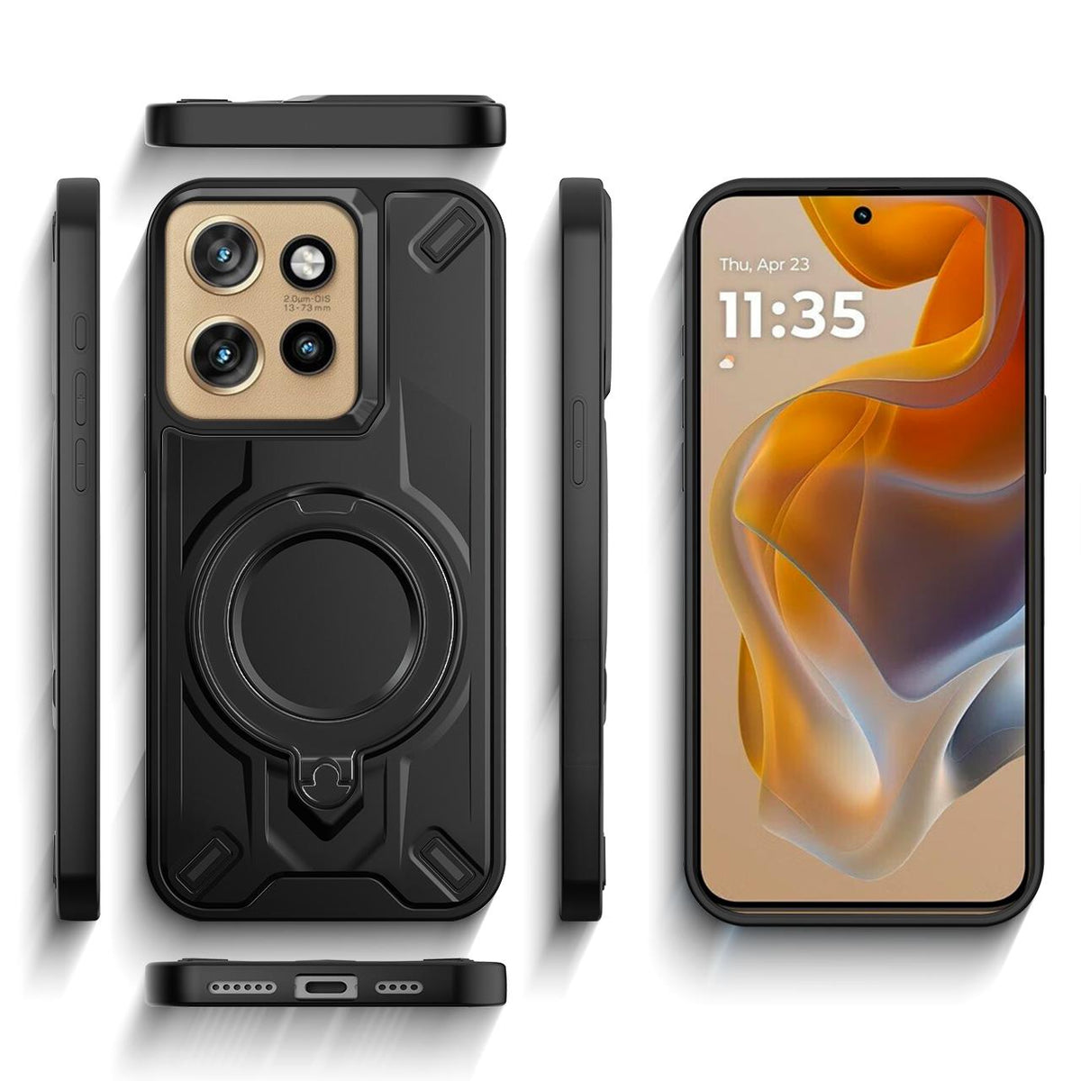 For Motorola Edge 50 Neo Dijia Rotating Bracket Magnetic Phone Case - Red - EDA009613702C