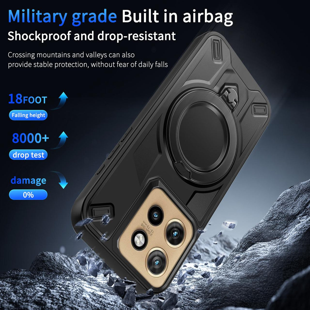For Motorola Edge 50 Neo Dijia Rotating Bracket Magnetic Phone Case - Gold - EDA009613702D