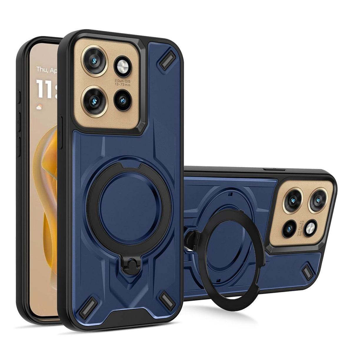For Motorola Edge 50 Neo Dijia Rotating Bracket Magnetic Phone Case - Blue - EDA009613702E