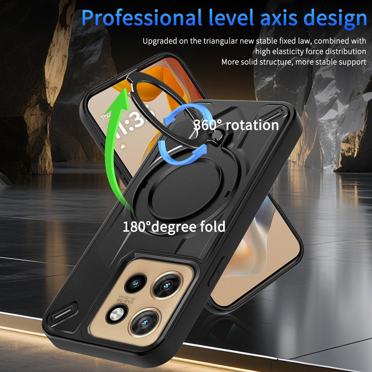 For Motorola Edge 50 Neo Dijia Rotating Bracket Magnetic Phone Case - Blue - EDA009613702E