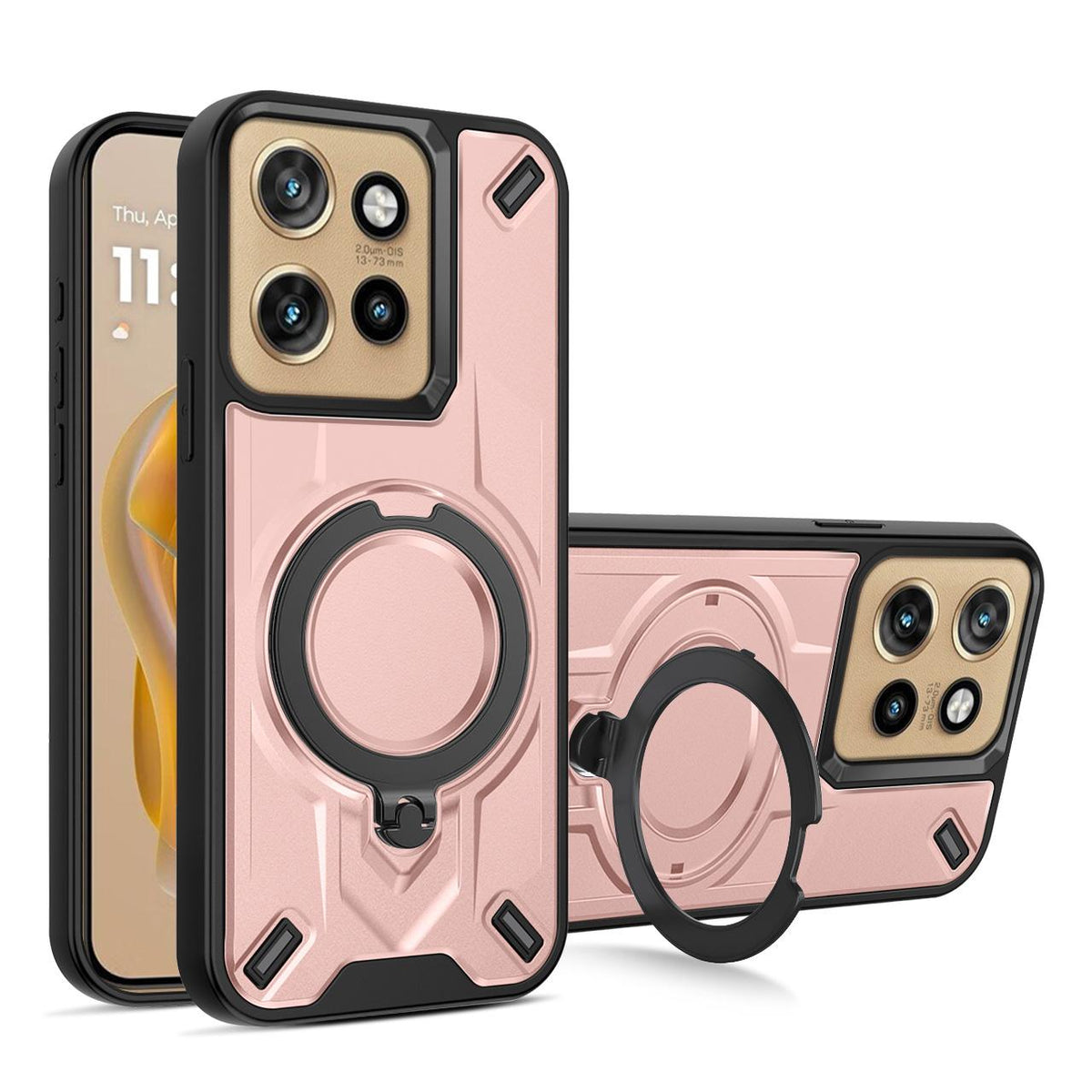 For Motorola Edge 50 Neo Dijia Rotating Bracket Magnetic Phone Case - Rose Gold - EDA009613702F