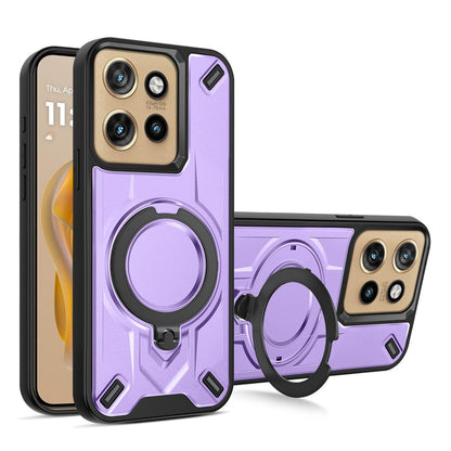 For Motorola Edge 50 Neo Dijia Rotating Bracket Magnetic Phone Case - Purple - EDA009613702H