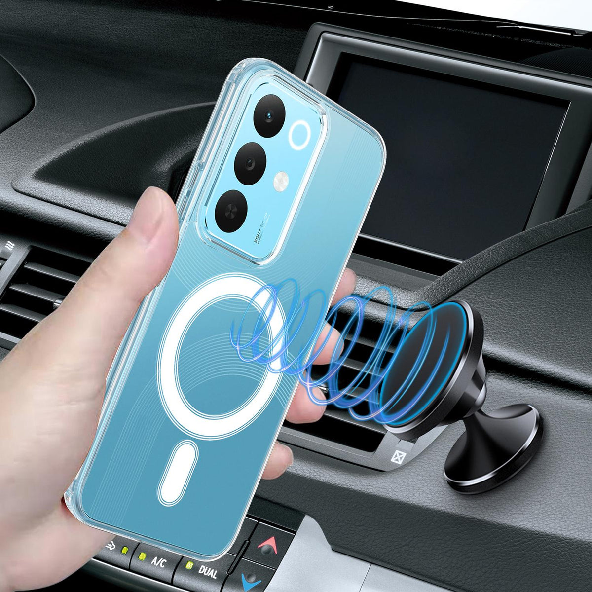 For Realme 15x 5G India / C100 5G MagSafe Clear Acrylic PC Hybrid TPU Phone Case - Transparent - EDA009620204A