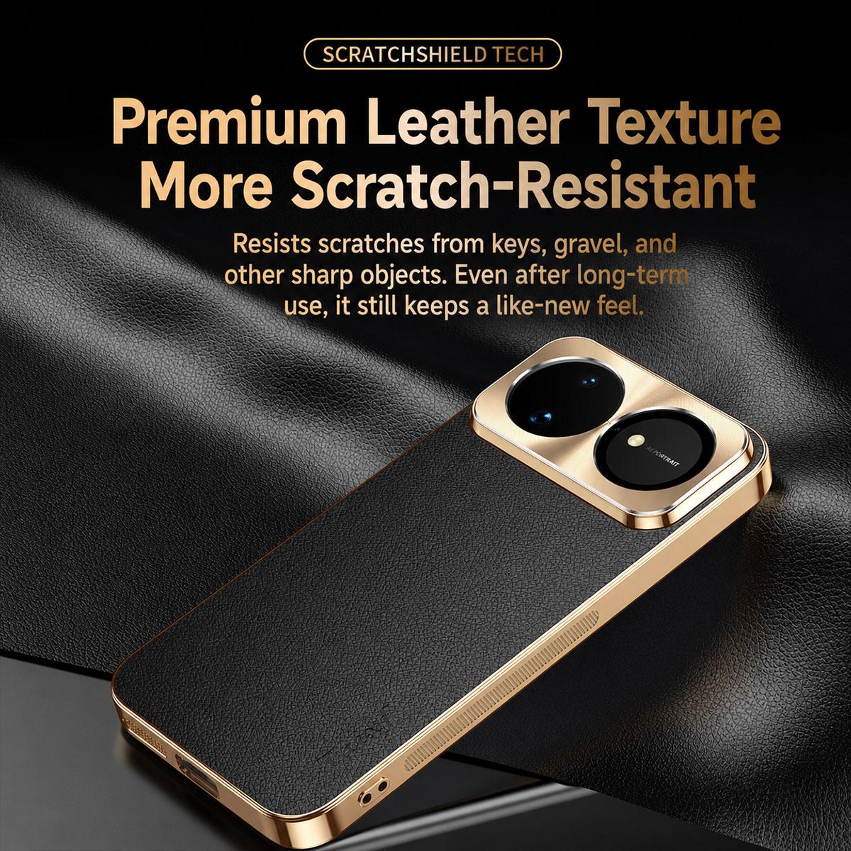 For Huawei nova 16 Ultra Electroplated Frame Litchi Texture PC + TPU Vegan Leather Phone Case - Blue - EDA009620619C