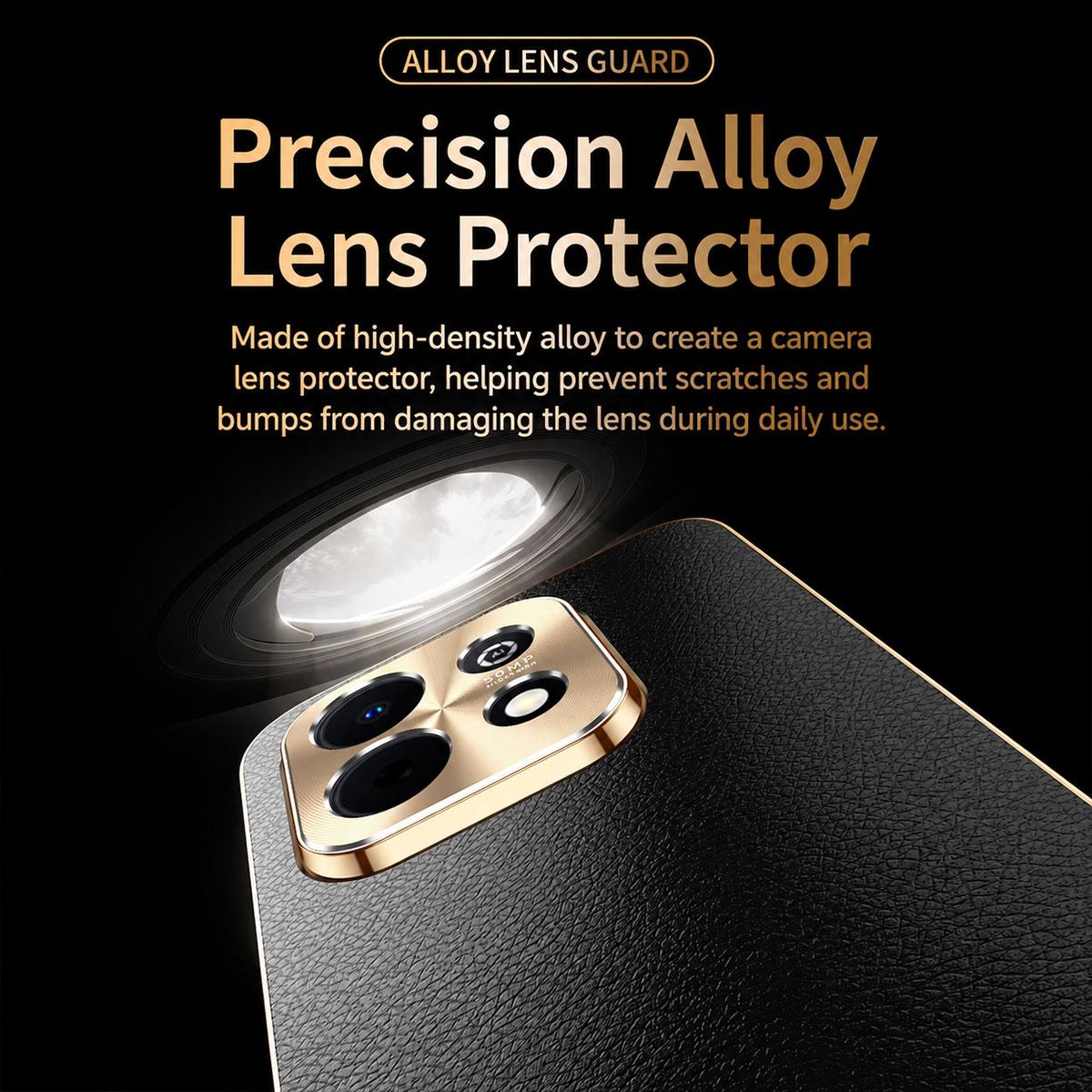 For Huawei Enjoy 90 Plus Electroplated Frame Litchi Texture PC + TPU Vegan Leather Phone Case - Black - EDA009620621A