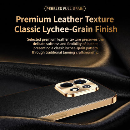 For Huawei Enjoy 90 Plus Electroplated Frame Litchi Texture PC + TPU Vegan Leather Phone Case - Black - EDA009620621A