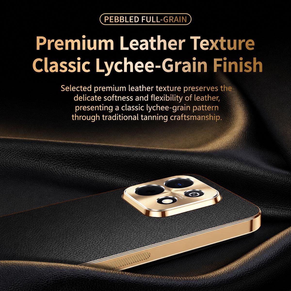 For Huawei Enjoy 90 Plus Electroplated Frame Litchi Texture PC + TPU Vegan Leather Phone Case - Blue - EDA009620621C