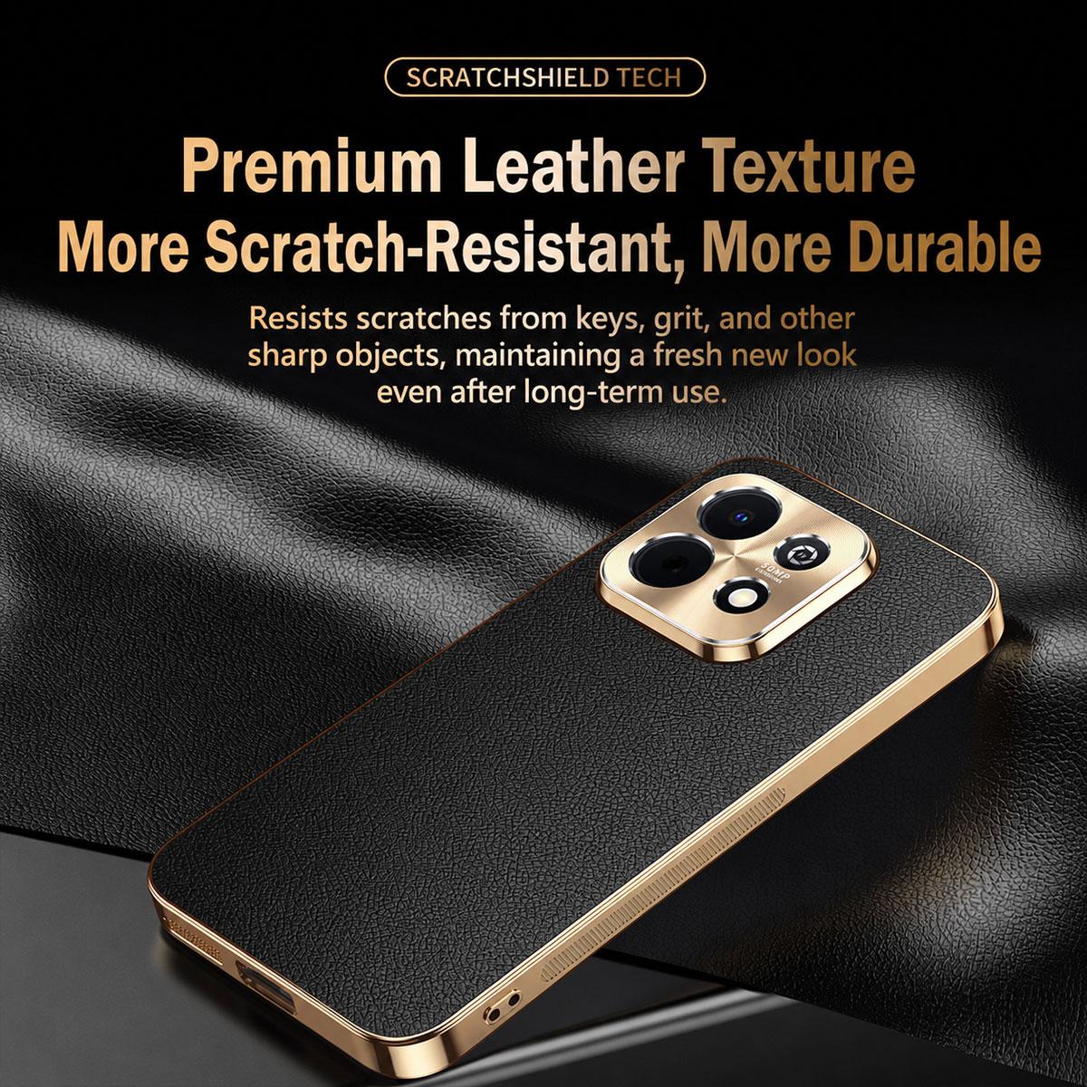 For Huawei Enjoy 90 Plus Electroplated Frame Litchi Texture PC + TPU Vegan Leather Phone Case - Blue - EDA009620621C