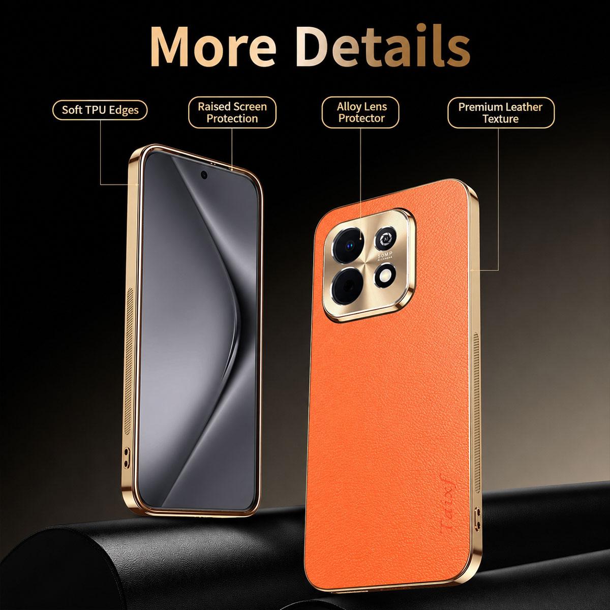 For Huawei Enjoy 90 Plus Electroplated Frame Litchi Texture PC + TPU Vegan Leather Phone Case - Blue - EDA009620621C